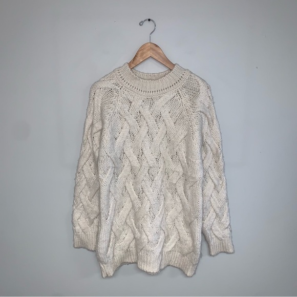 Cocogio Sweater Size Medium‎ Oversized Fit Off-white Textured Knit Wool Vintage - Picture 2 of 6